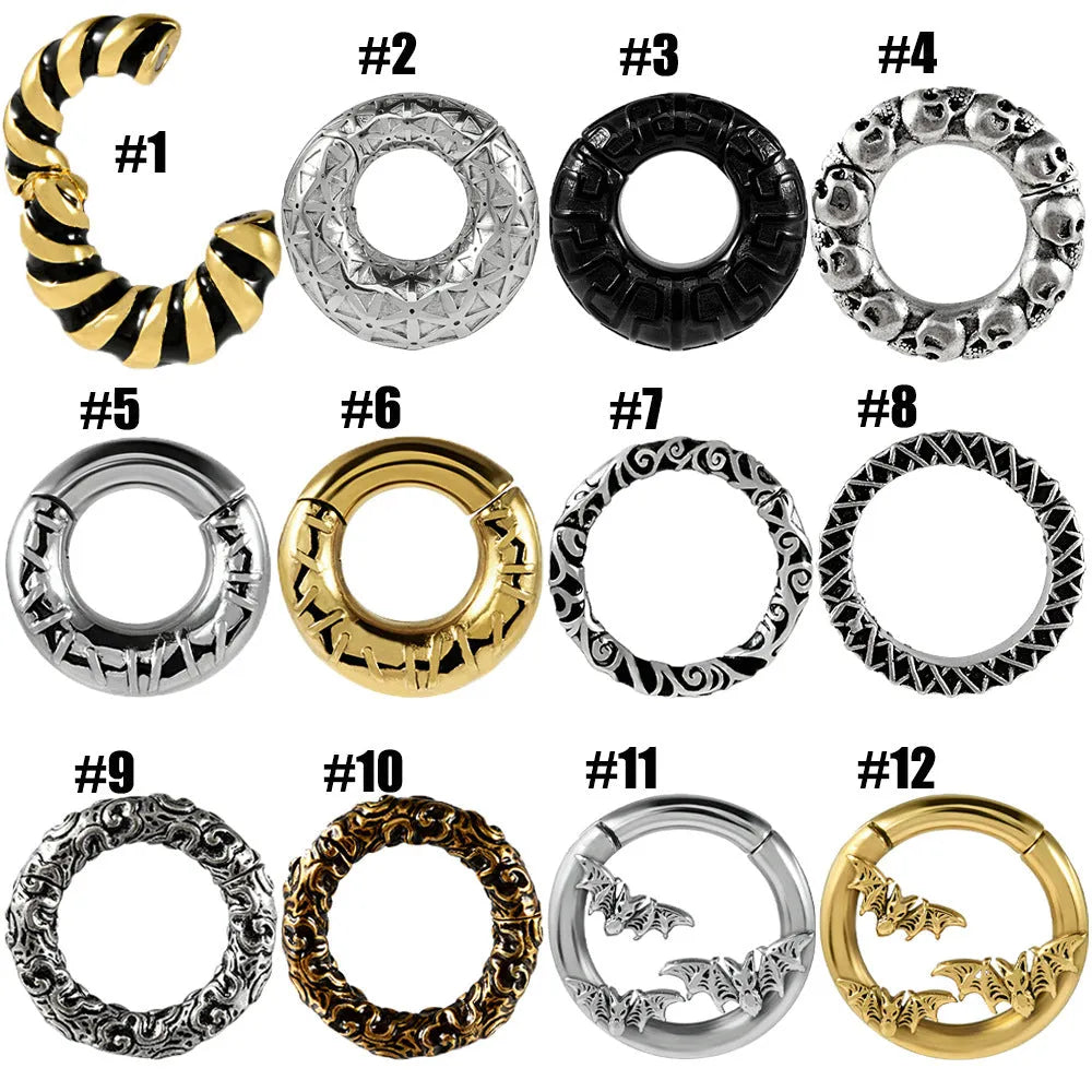 Fashion stainless steel earrings with totem pattern design in one of 15 electroplated colour options