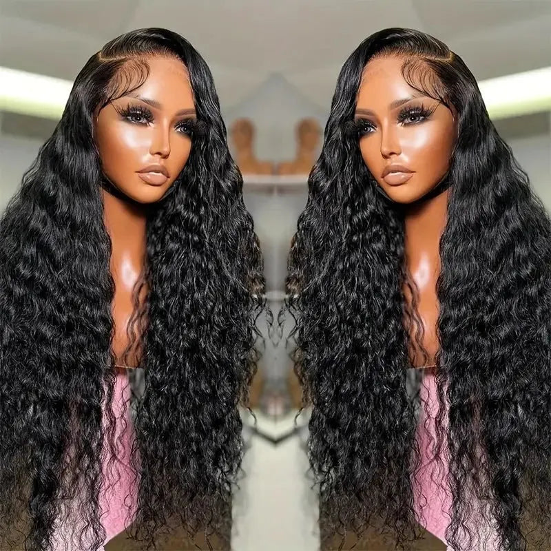 Fashion lace wig with small roll wound tube afro curls in black colour, showing side bangs styling and natural hairline