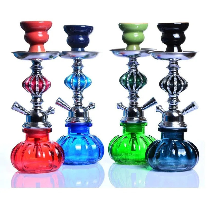 Glass single tube tobacco smoking pot in modern design measuring 11.5cm wide by 26cm tall