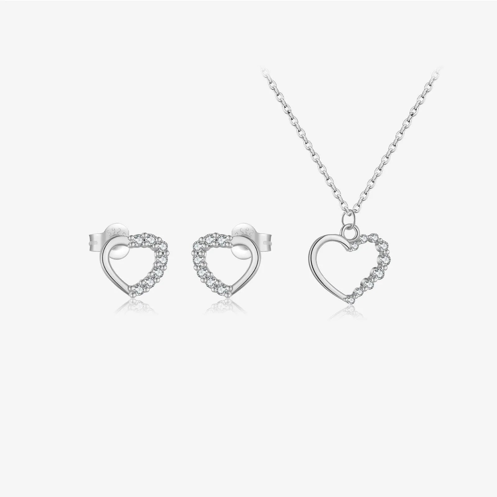 S925 sterling silver hollow heart necklace with regular chain in gold colour options