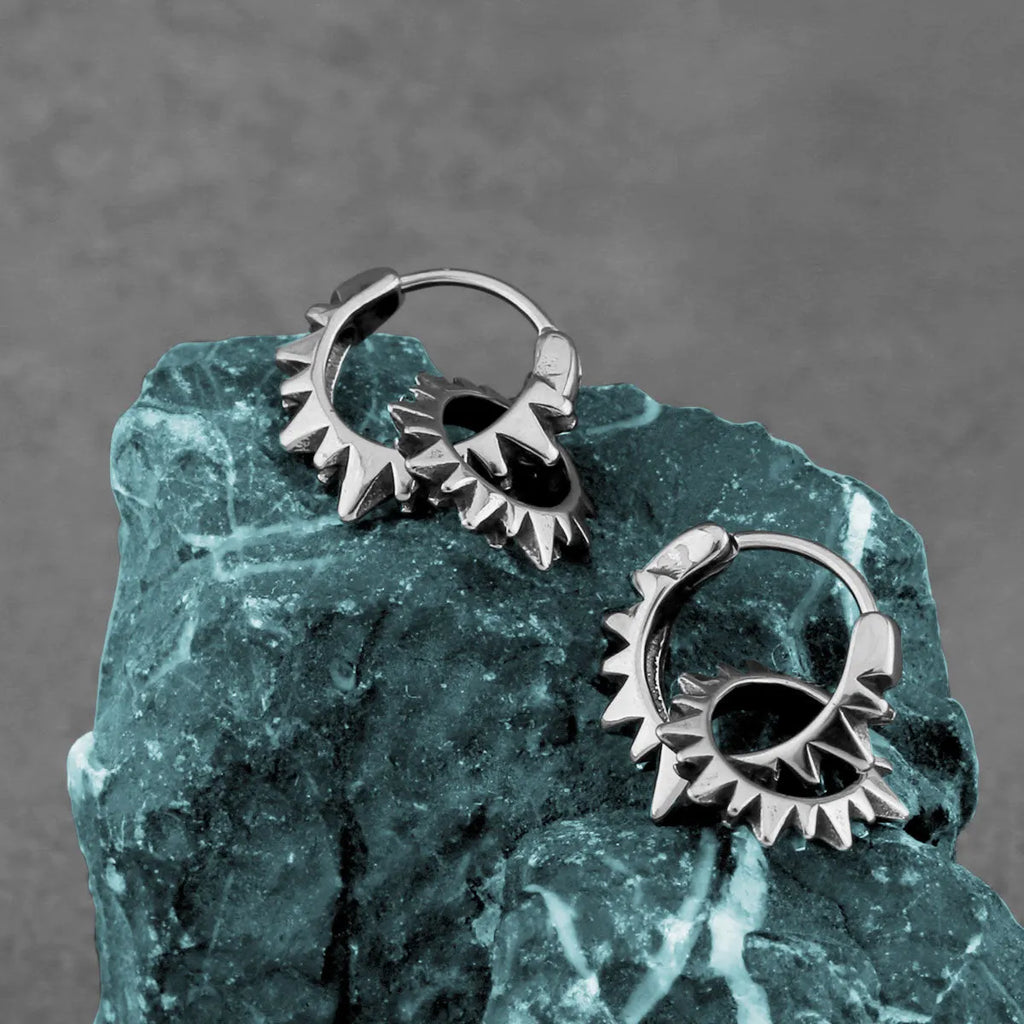 Stainless steel round ring earrings with polished steel colour finish, simple design
