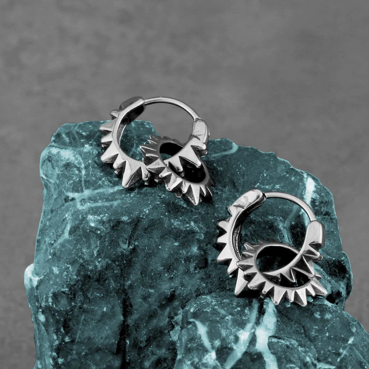 Stainless steel round ring earrings with polished steel colour finish, simple design
