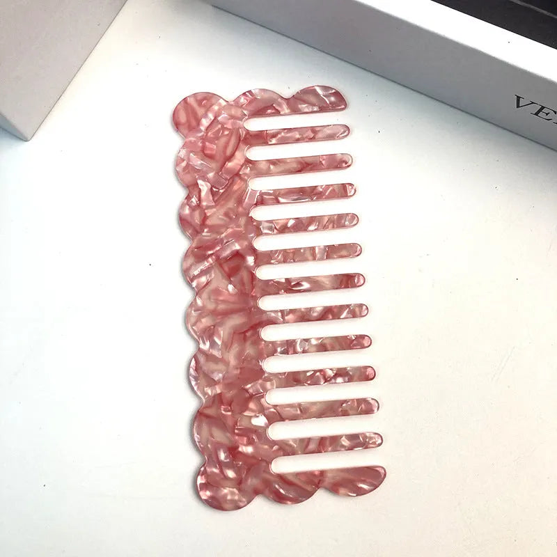 Geometric wave design acetate hair comb for women in various colour options