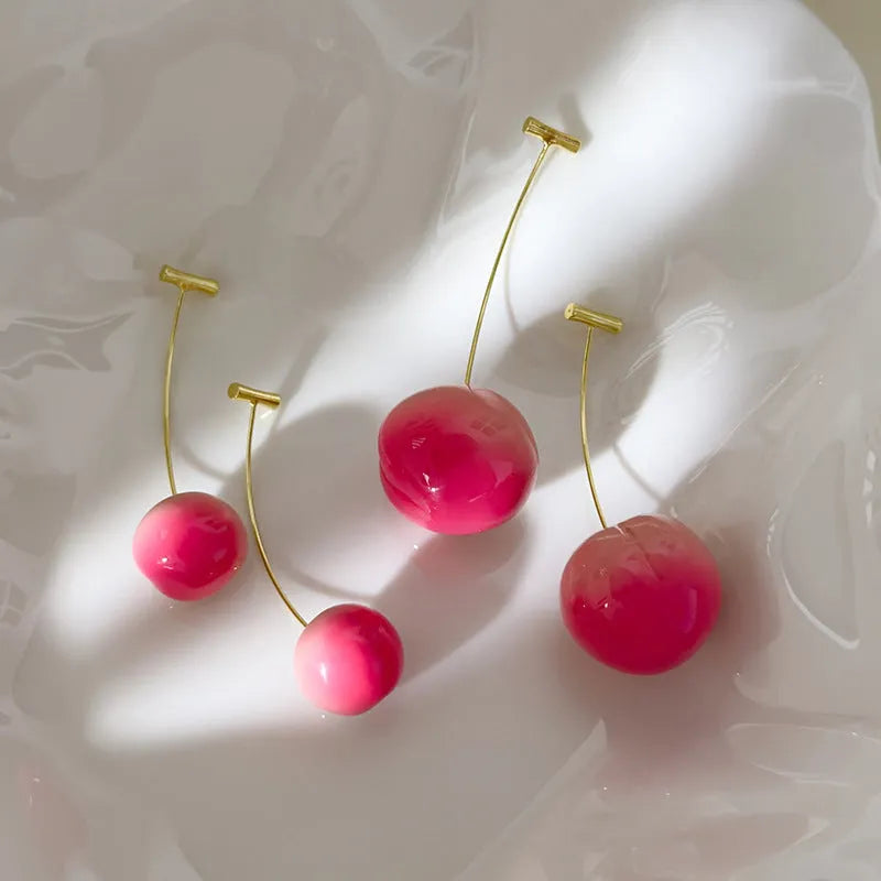 Juicy Peach Fruit Earrings in small and large sizes, made from solid acrylic with copper posts for hypoallergenic wear