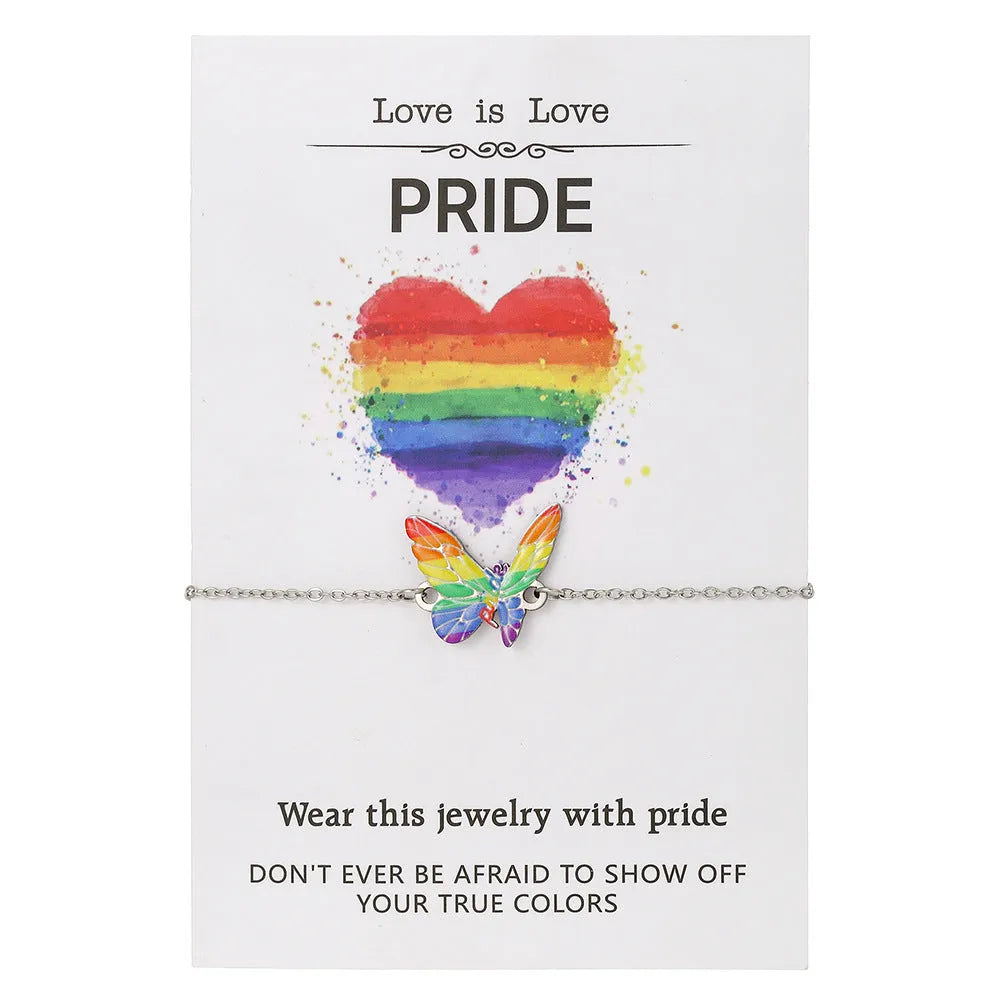 Stainless steel inspirational colour print necklace and matching friendship bracelet set.
