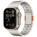 Fashion magnetic buckle steel watch strap in stainless steel, showing adjustable closure and business style for Apple Watches