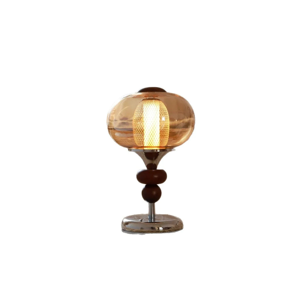 Zhonggu solid wood palace table lamp with touch switch, USB power, and variable light in retro style