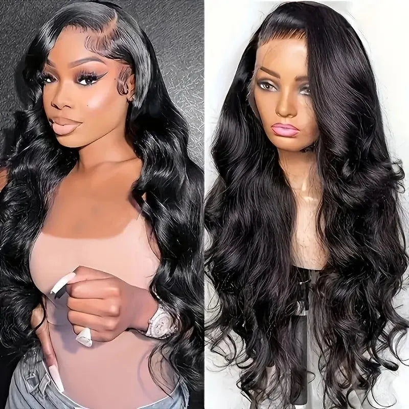Black big wave style ladies wig with lace front on a mannequin head.