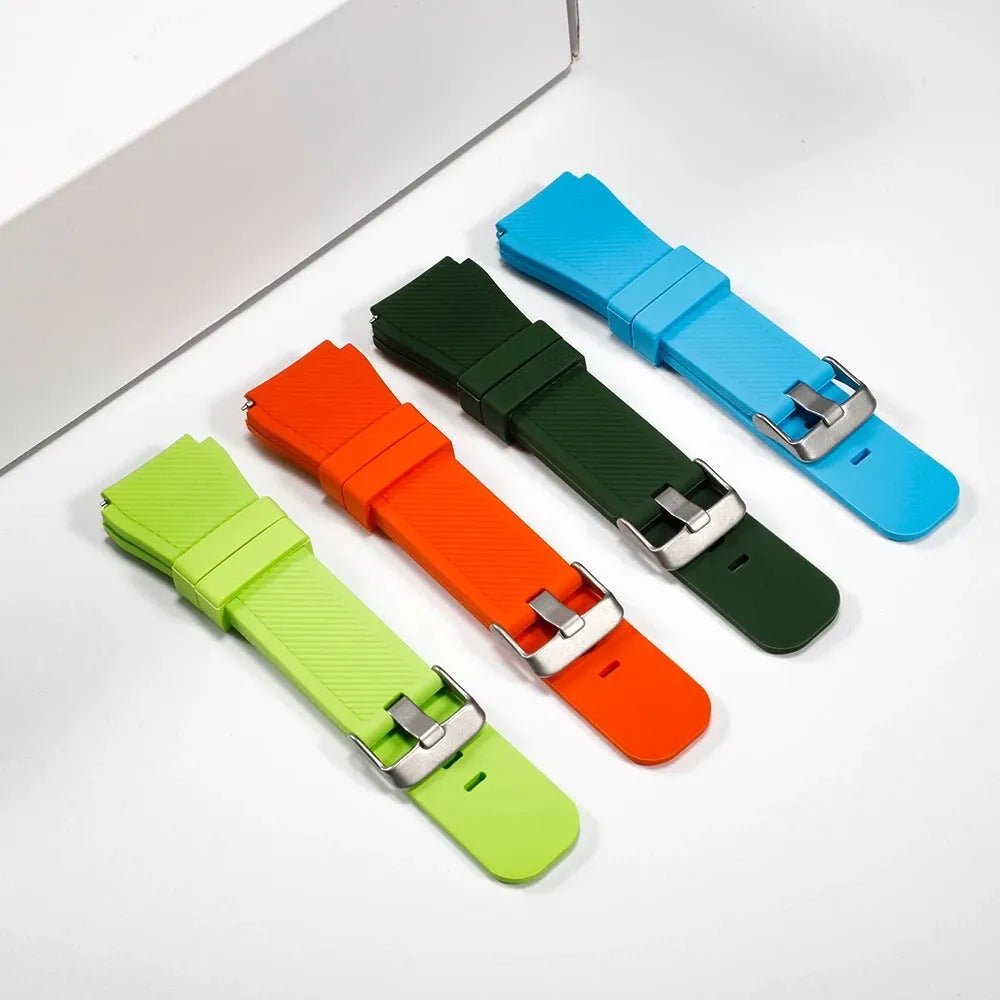 Apple Watch Series 3 silicone sports strap in army green colour with twill texture pattern