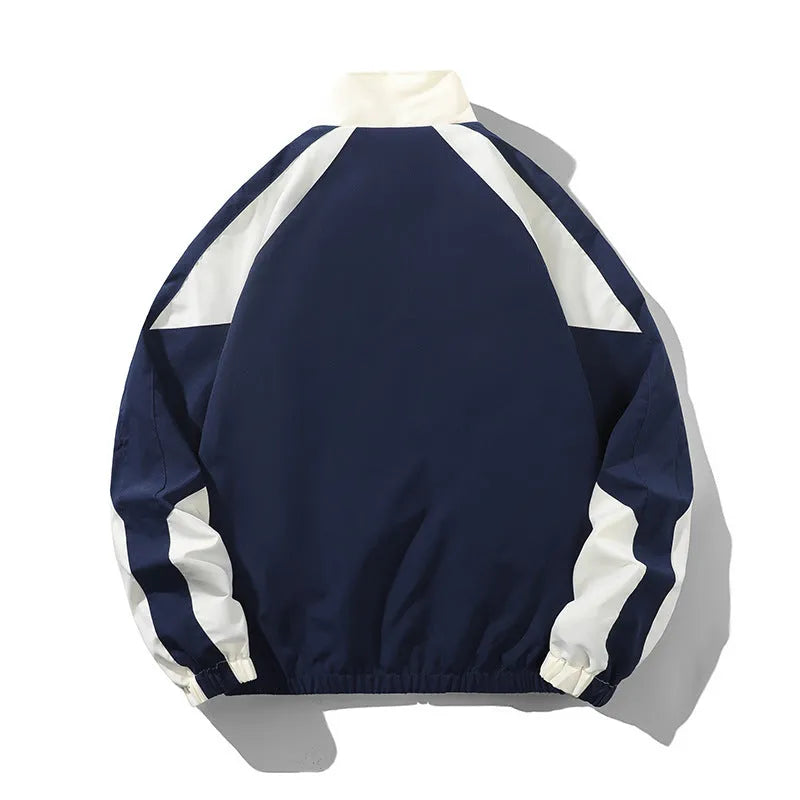Men's black casual jacket with stitching contrast detail and side seam pockets, shown front view