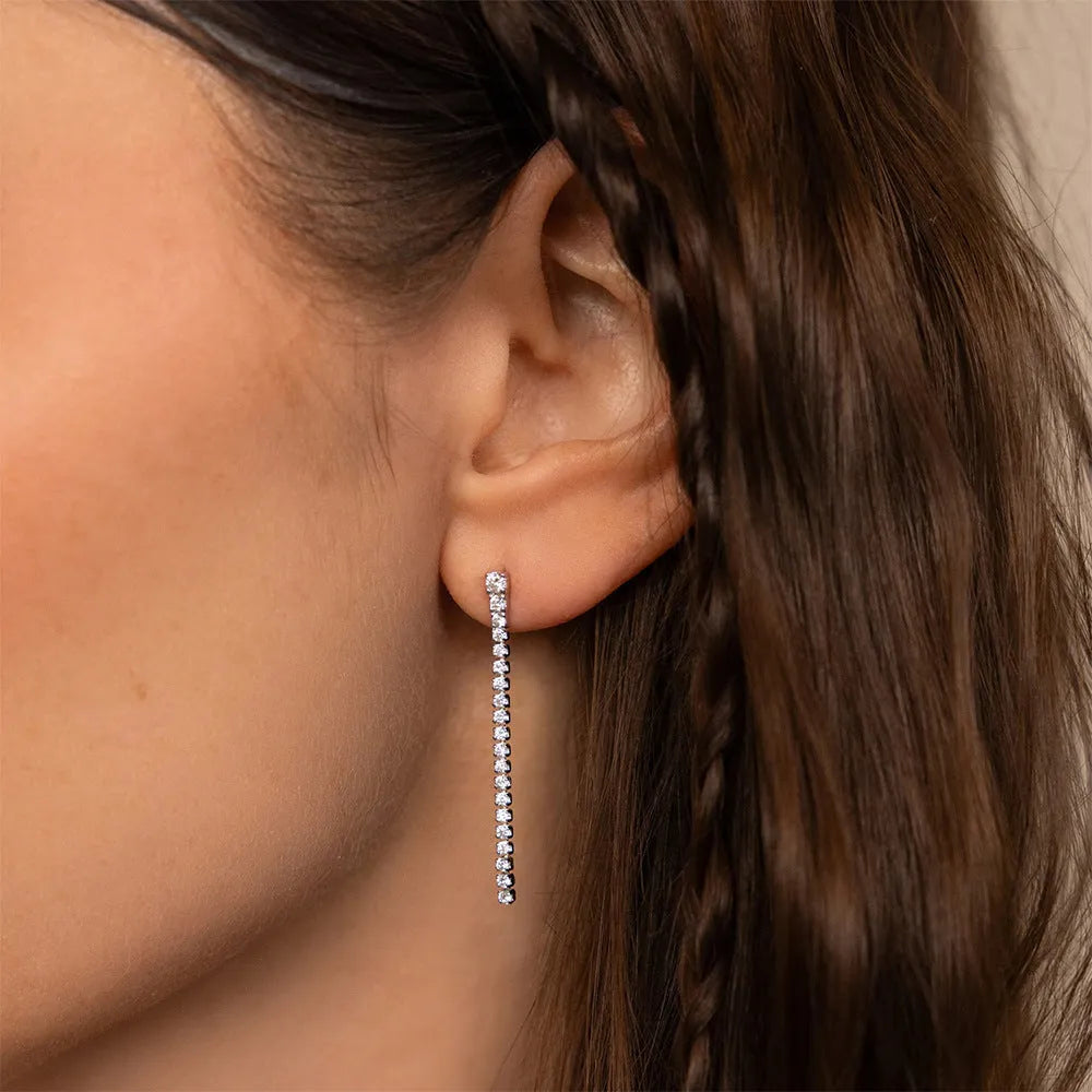 Sweet Elegance Zircon Earrings in gold and steel colour with geometric shapes and Chinese-style lines on stainless steel.