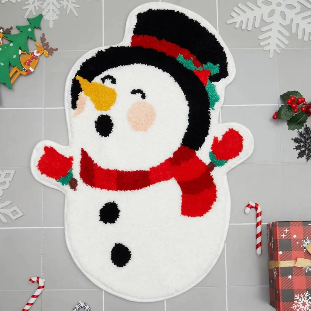Christmas-themed square hallway mat with geometric pattern on polyester fibre, non-slip backing, 40x60cm size