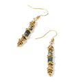 Geometric titanium steel dangle earrings with 18K gold plating, 5cm drop length