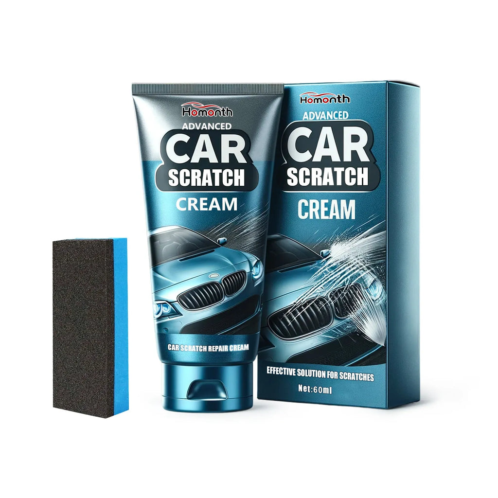 Car scratch repair cream tube and sponge for automotive paint renovation