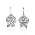 Silver retro hollow flower leaf-shaped alloy earrings for women with pierced fitting