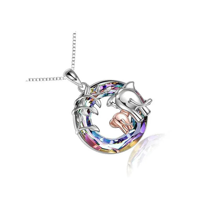 Platinum-coloured adjustable women's necklace with geometric diamond pendant featuring Saturn design