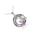 Platinum-coloured adjustable women's necklace with geometric diamond pendant featuring Saturn design