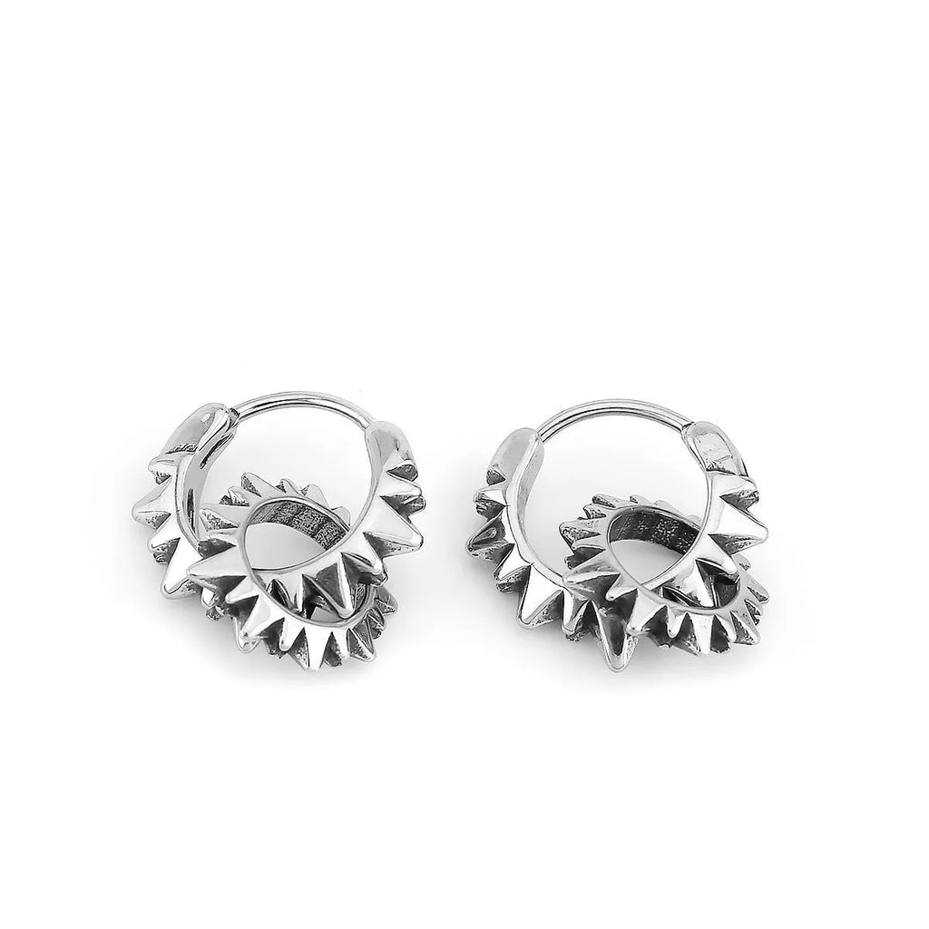 Stainless steel round ring earrings with polished steel colour finish, simple design