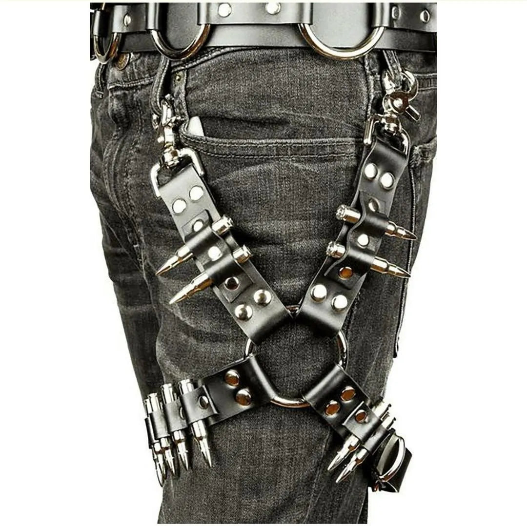 Women's black PU leather leggings with high waist, showing front and side views