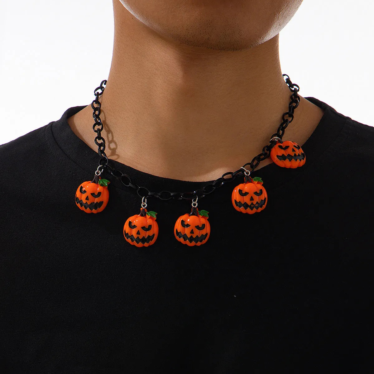 Halloween ghost pumpkin necklace with adjustable chain and colourful acrylic pendant