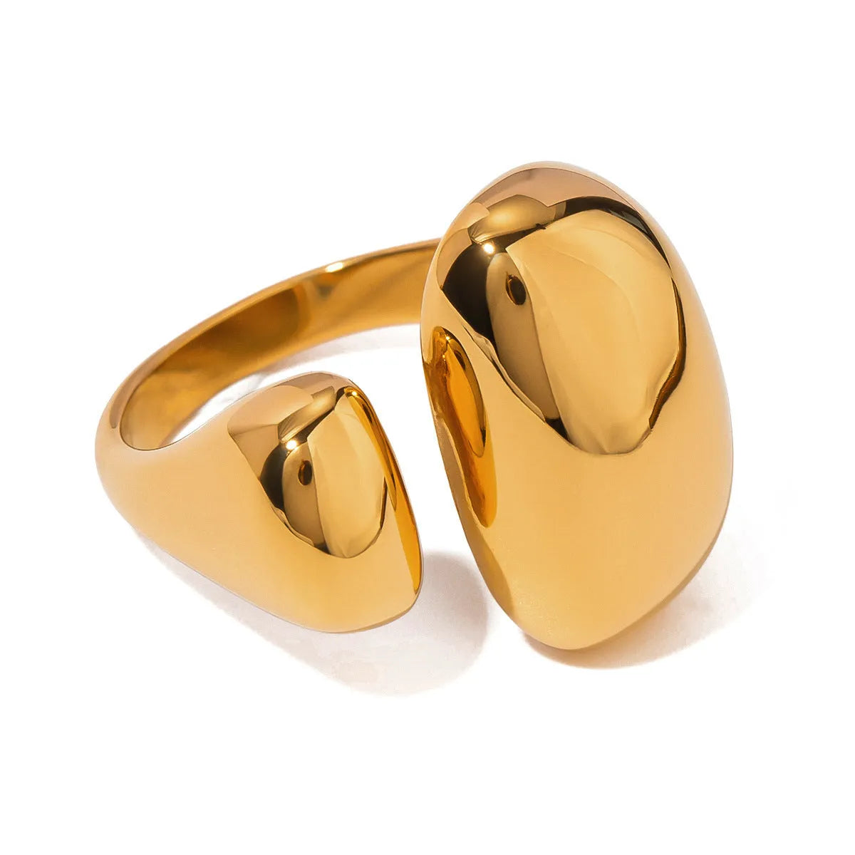 Women's stainless steel geometric open ring with JDR2405081 electroplated finish