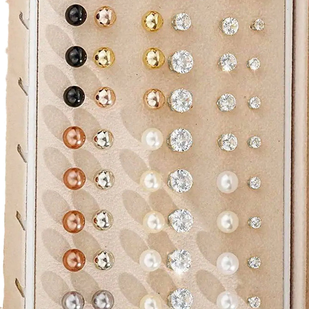 108-piece geometric alloy earrings set with gold and yellow electroplated finishes and round design elements