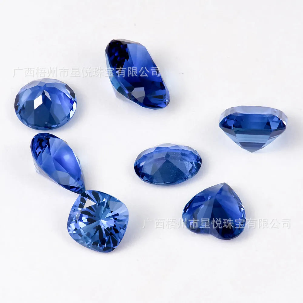 Royal blue semi-finished gemstones in heart, round, and pear shapes for jewellery making