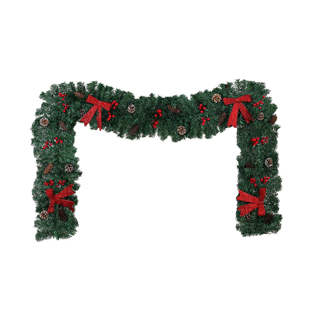Christmas rattan pine cone bow decorative showcase with European style design and PVC construction