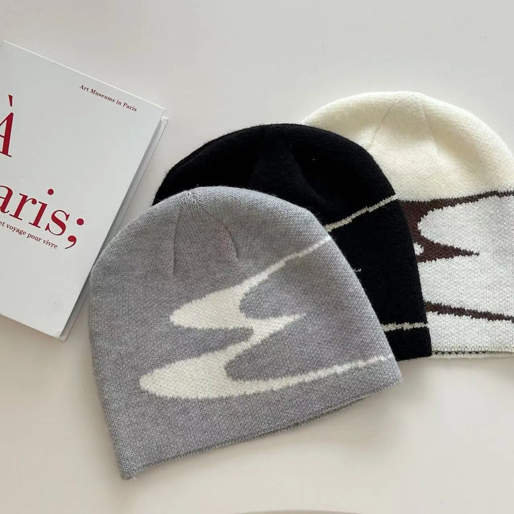 Acrylic beanie hat in black, grey, or white, size M for 56-58cm head circumference
