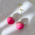 Juicy Peach Fruit Earrings in small and large sizes, made from solid acrylic with copper posts for hypoallergenic wear