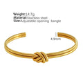 Women's adjustable C-shaped double-layer bracelet with knotted texture in gold plating