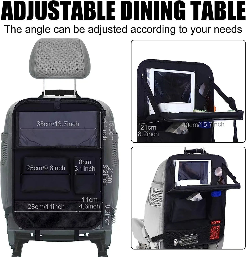 Black oxford cloth car seat back organiser bag with 42x30cm hanging storage pocket