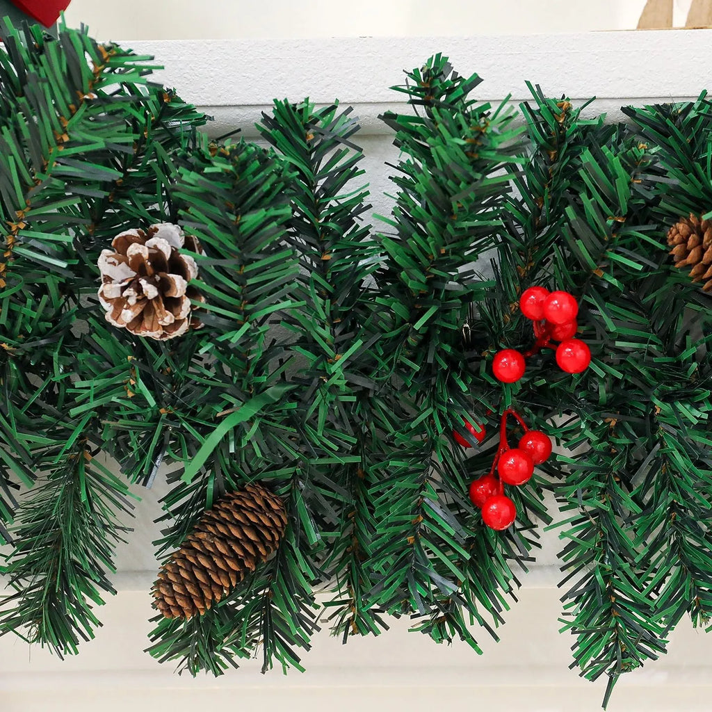 Christmas rattan pine cone bow decorative showcase with European style design and PVC construction