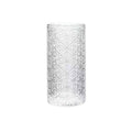 A carved begonia pattern glass cup shown in two heights: a short 250ml cup and a tall 360ml cup.