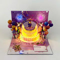 Light Music Blowing 3D Cake Greeting Card showing Chinese ink style artwork and folded paper cake structure