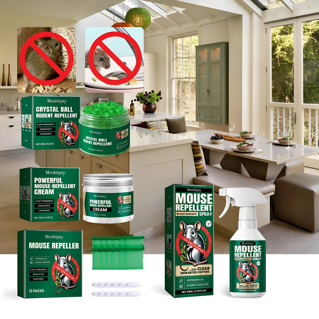 60ml bottle of natural rat repellent spray with essential oils for outdoor, home and car use.