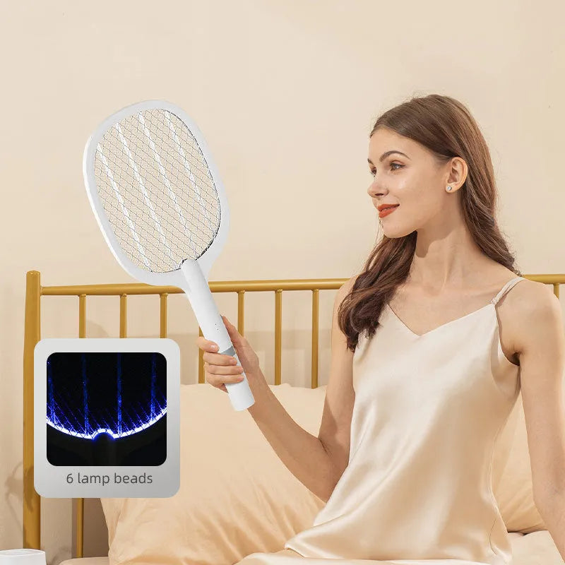 Rechargeable electric mosquito swatter with USB charging port and ABS plastic shell in 996 or 959 colour