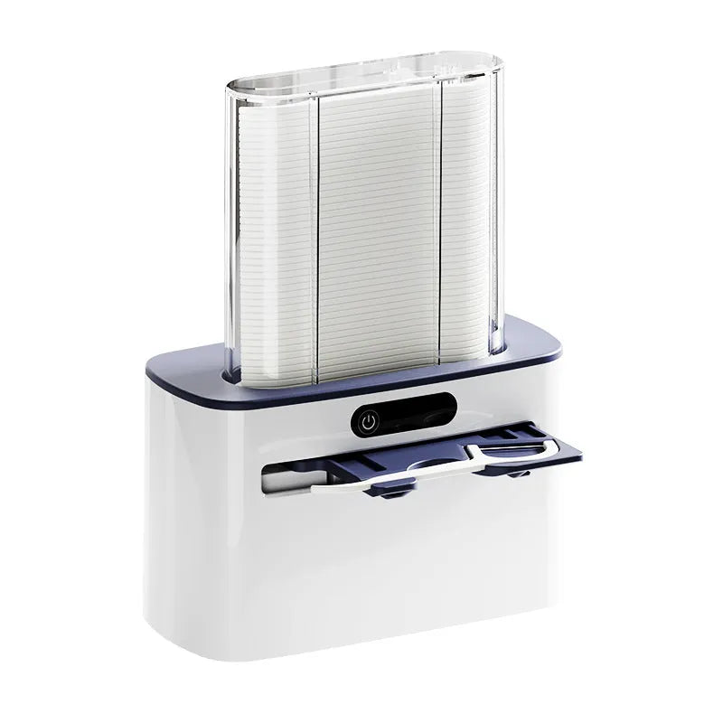 Intelligent Induction Dental Floss Box in dark grey, light grey, and gold with automatic pop-up mechanism and rechargeable battery