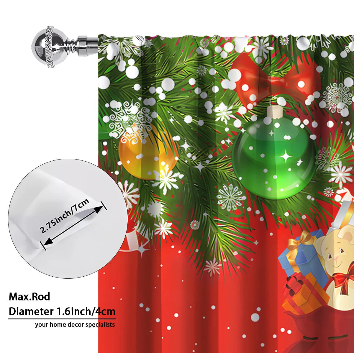 3D digital printed Christmas curtain in a European style, showing modern simplicity design and polyester fabric