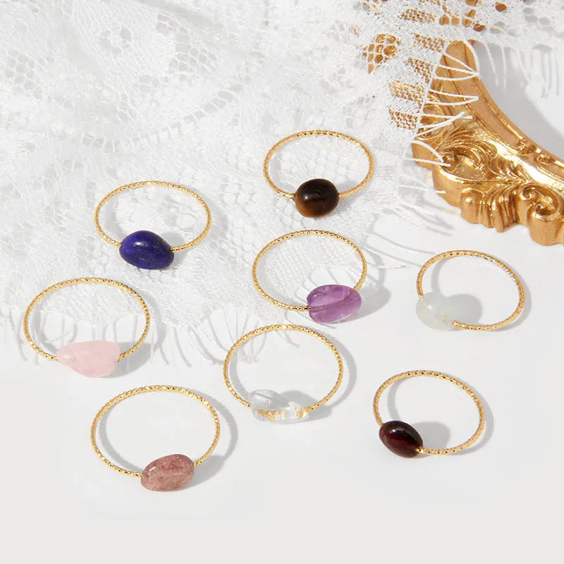 Geometric agate ring for women showing original design with clean lines and natural stone banding patterns