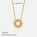 SUNFLOWER Series gold bracelet and necklace set with geometric chain design on a white background