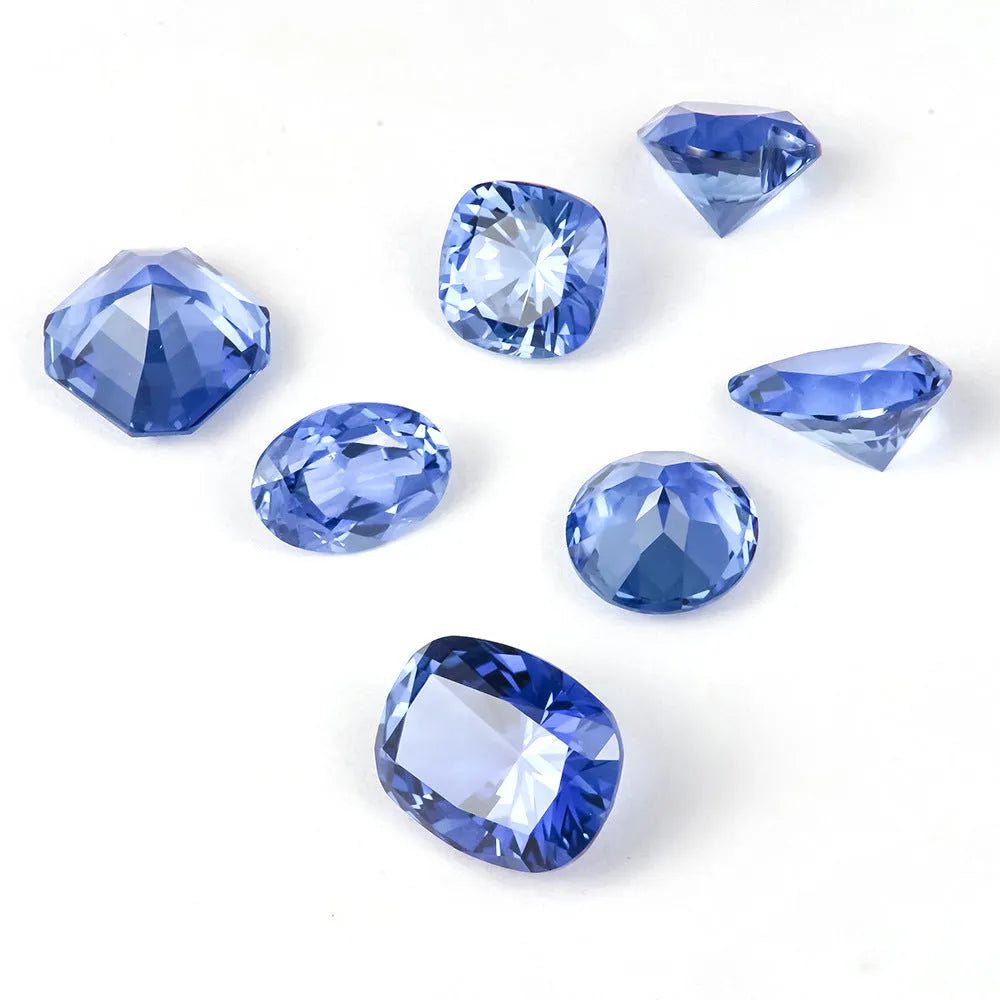 Royal blue semi-finished gemstones in heart, round, and pear shapes for jewellery making
