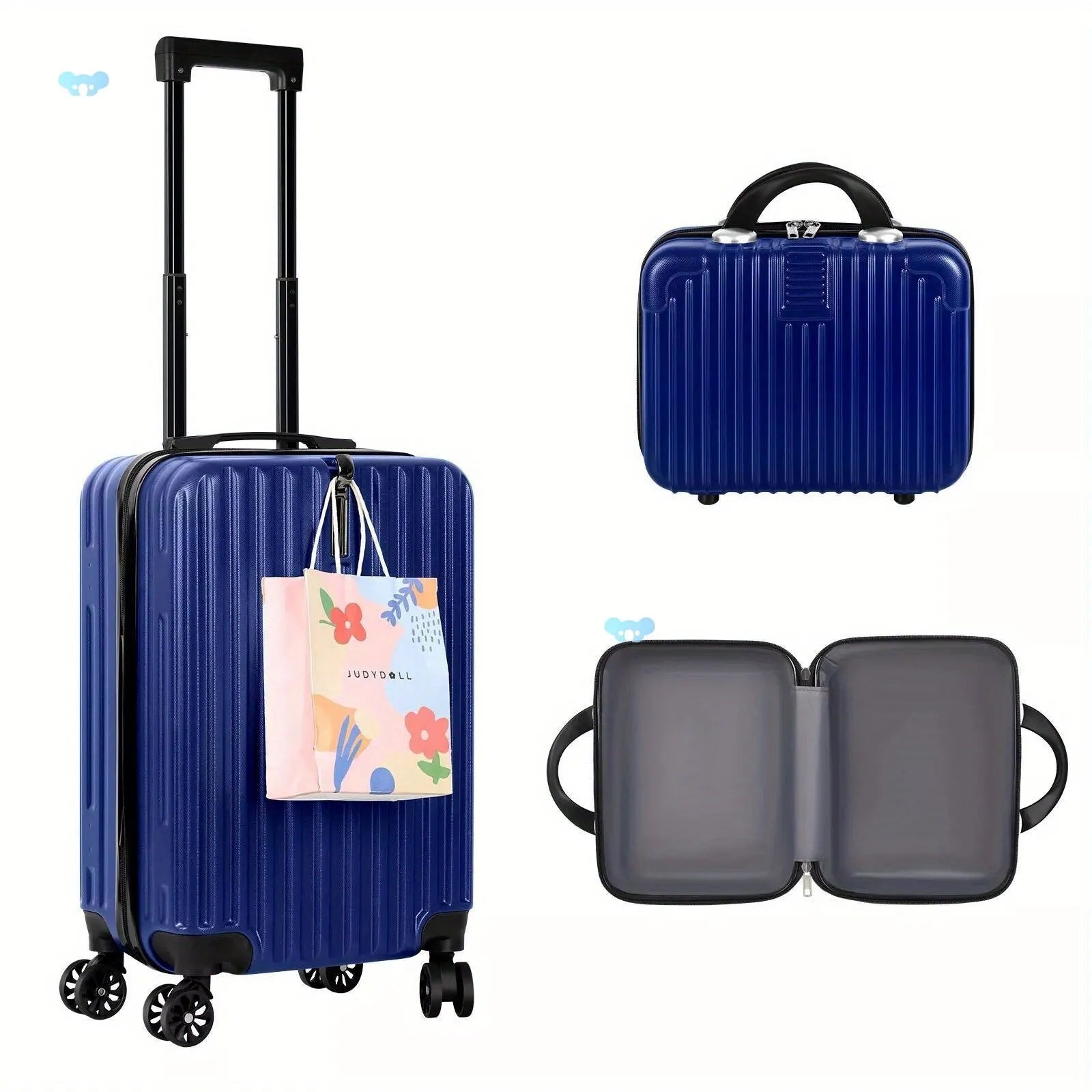 Aluminium alloy luggage set with 14-inch mini box and 20-inch trunk in towel pattern colour