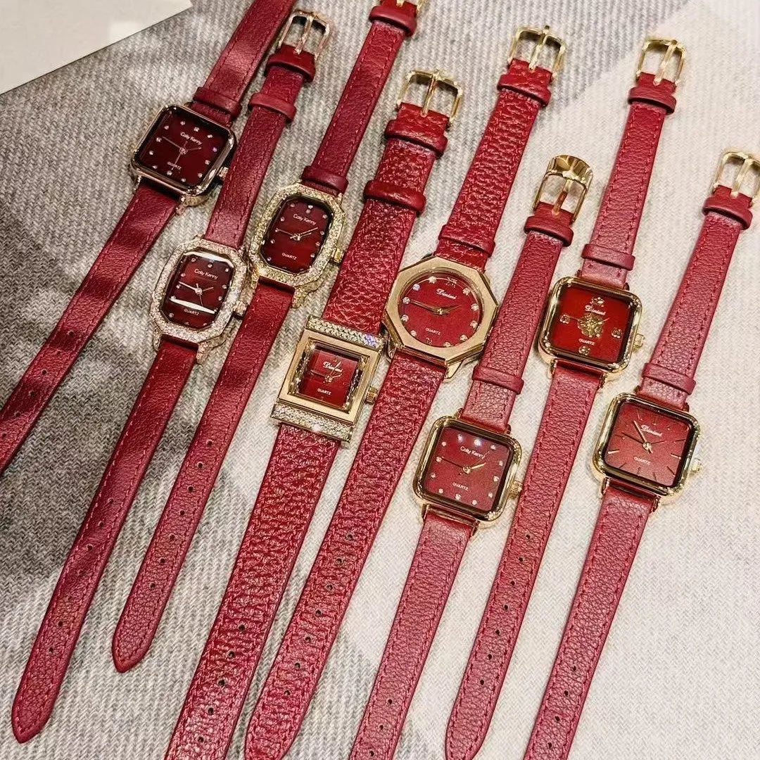 Chinese-style women's watch with alloy case, 8mm thickness, showing camellia pattern design option