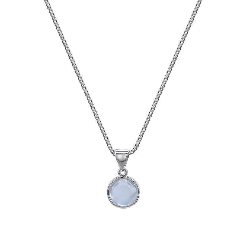 Women's adjustable oval pendant necklace with artificial crystal star design on a box chain in X7 6 Moon Light colour