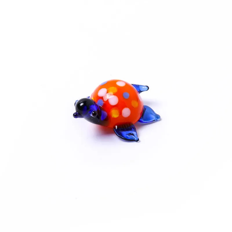 Glass geometric turtle ornament in blue head and blue shell colour, modern simplicity style for home decoration