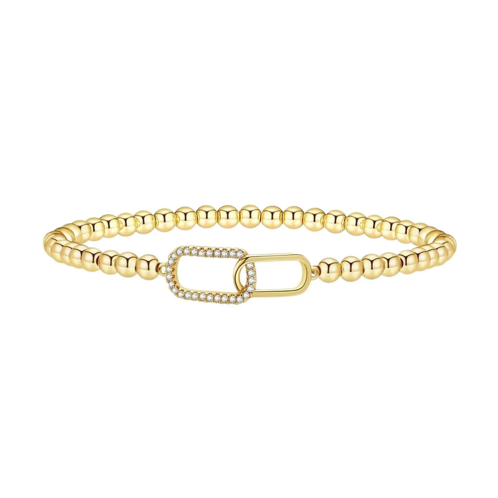 Adjustable stainless steel beaded bracelet with geometric round beads in six colour options