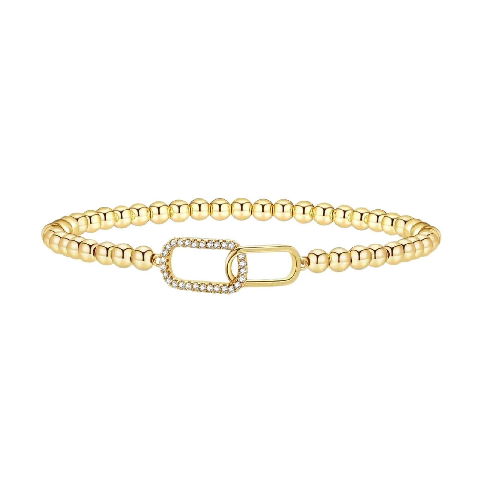 Adjustable stainless steel beaded bracelet with geometric round beads in six colour options