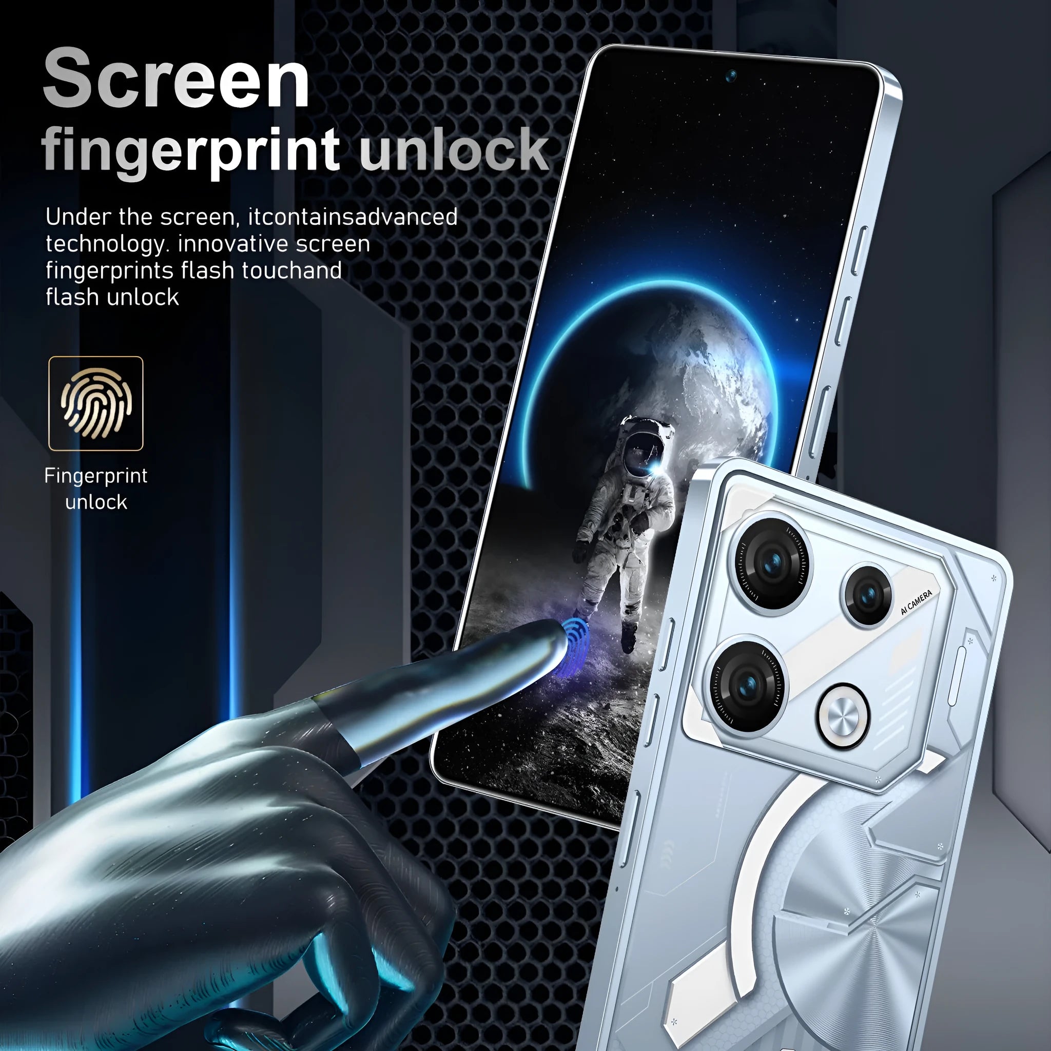 Portable Home Fashion GT10 Pro Android smartphone in Blue or Silver with straight plate design.