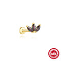 S925 sterling silver earrings with flat head, rainbow stone, and thread post in gold colour options